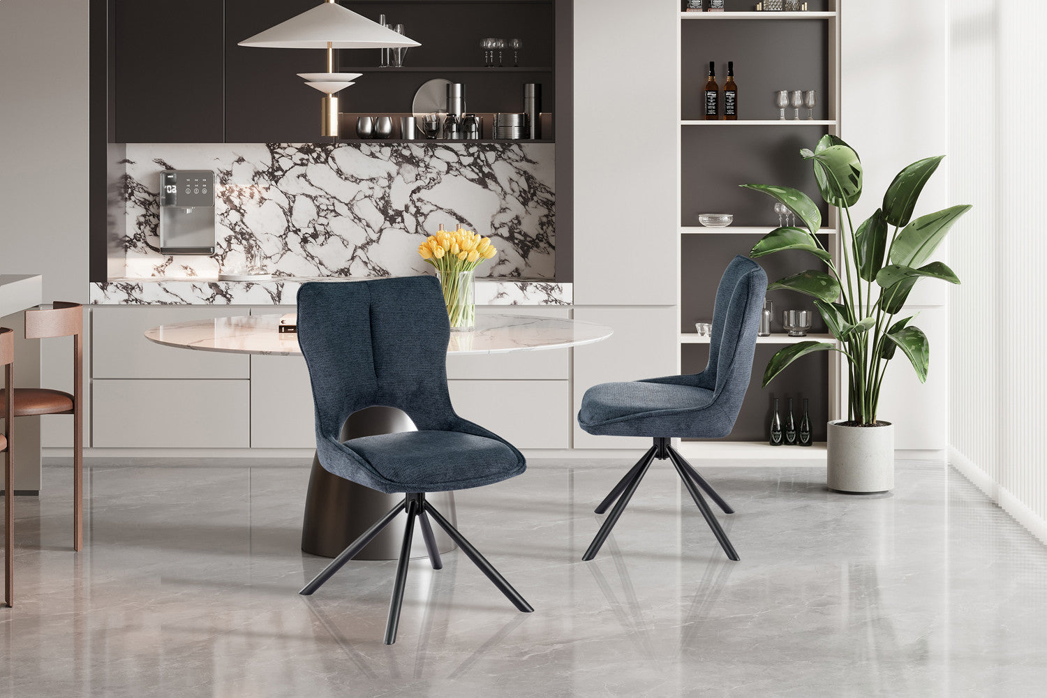 NEW - Stoel 'Mori' Draaibaar tot 0 Stof Ote Share 315 Blauw - afbeelding 3