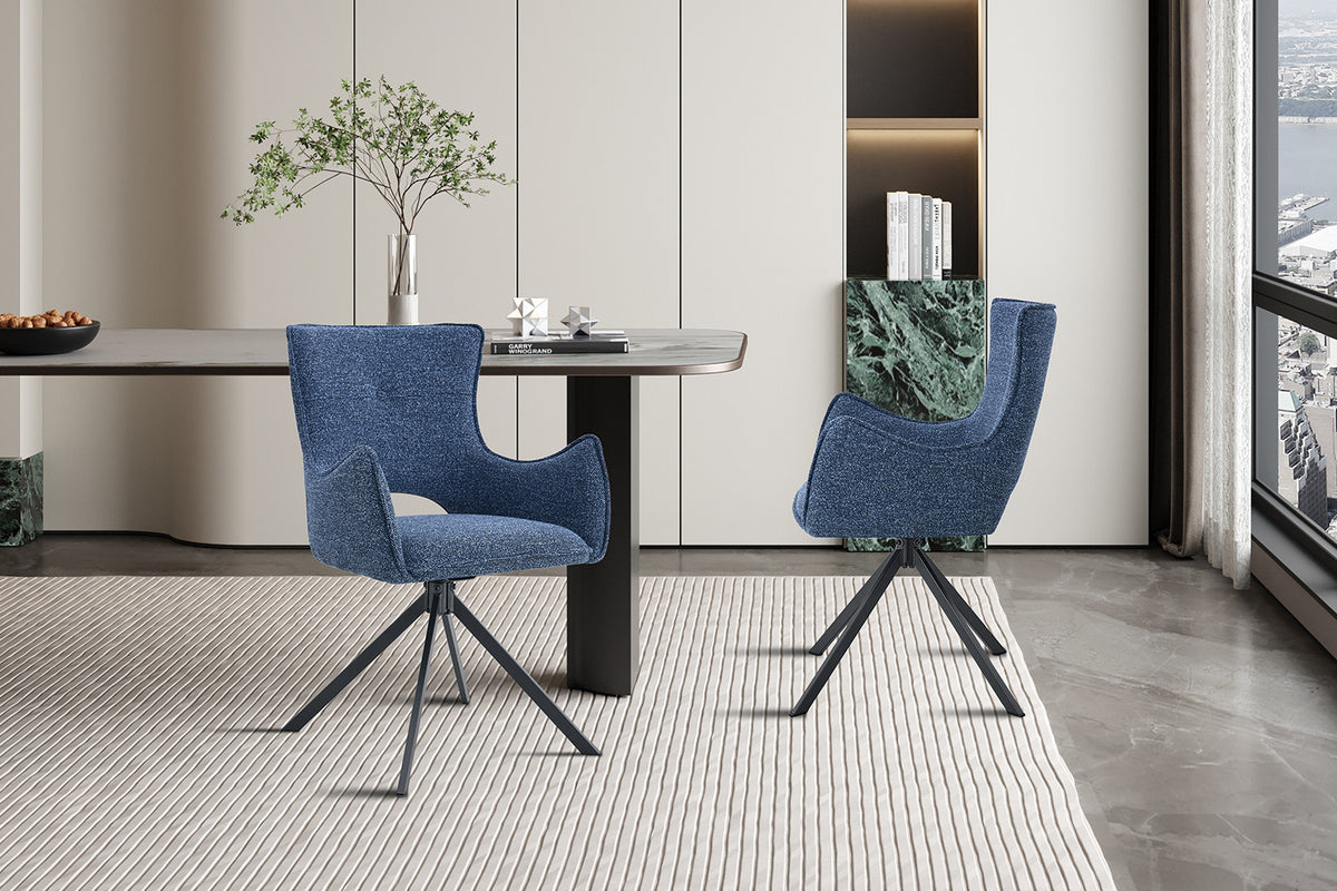 Stoel Billy Draaibaar Stof Blauw – aanzicht 3
