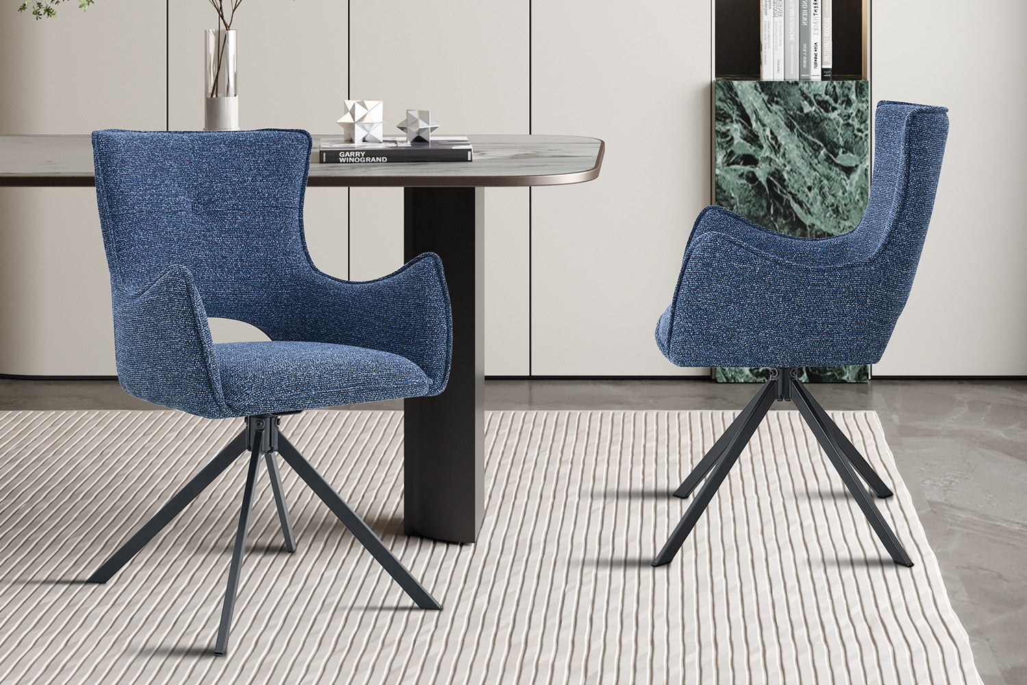 NEW - Stoel 'Billy' Draaibaar tot 0 Stof Ote Harper 312 Blauw – Rousseau 9240-6