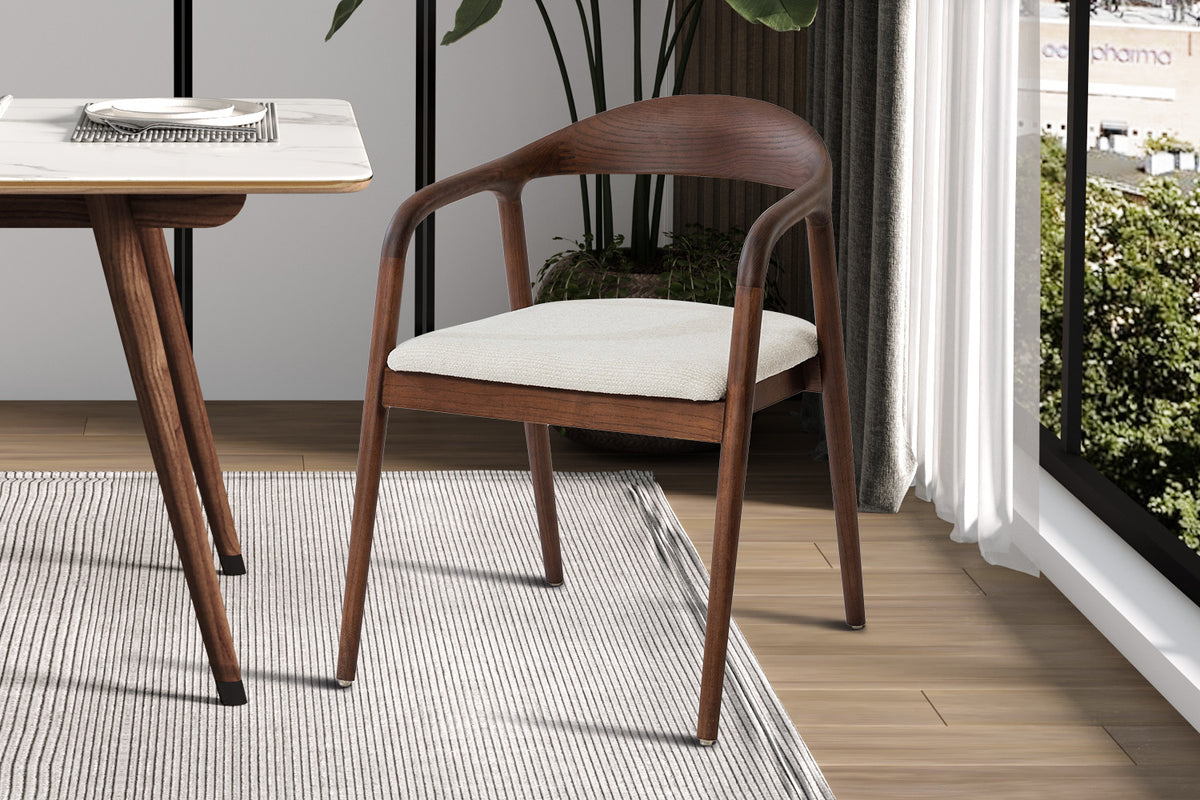 NEW - Stoel 'Claire' Essenhout Walnoot Ote Milan 103 Beige Gemonteerd - afbeelding 2