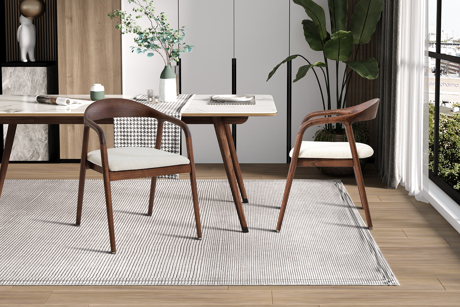 NEW - Stoel 'Claire' Essenhout Walnoot Ote Milan 103 Beige Gemonteerd – Rousseau 9300-2