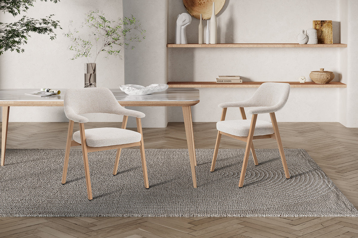 Stoel Coralie Massieve Eik Stof Beige – aanzicht 3