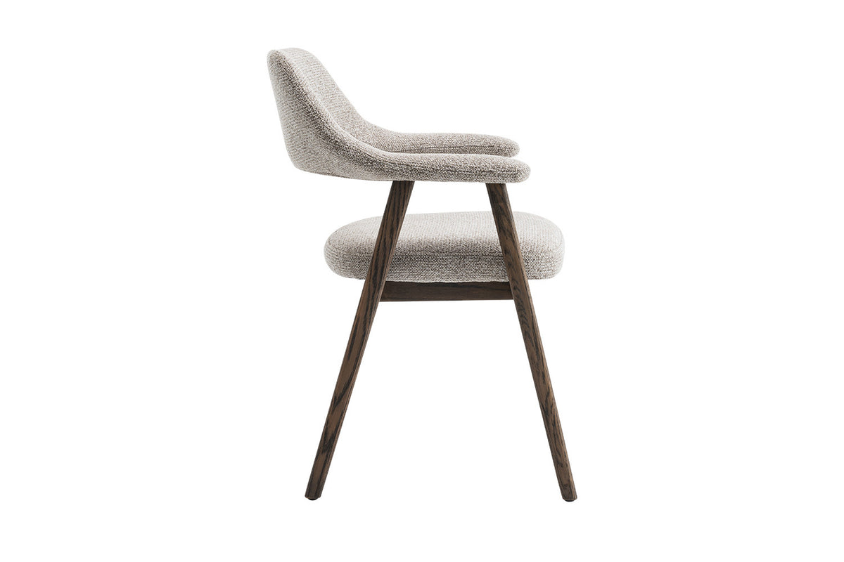Stoel Coralie Gerookte Massieve Eik Stof Zand – aanzicht 6