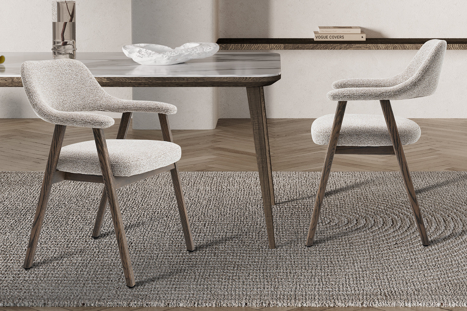NEW - Stoel 'Coralie' Gerookte Massieve Eik Stof Ote Milan 130 Zand – Rousseau 9301-2