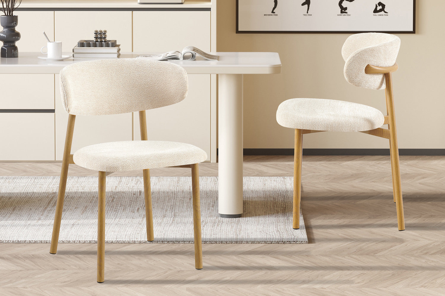 NEW - Stoel 'Coco' Naturel - Stof Fabb Raven 24 Beige – Rousseau 9303-1