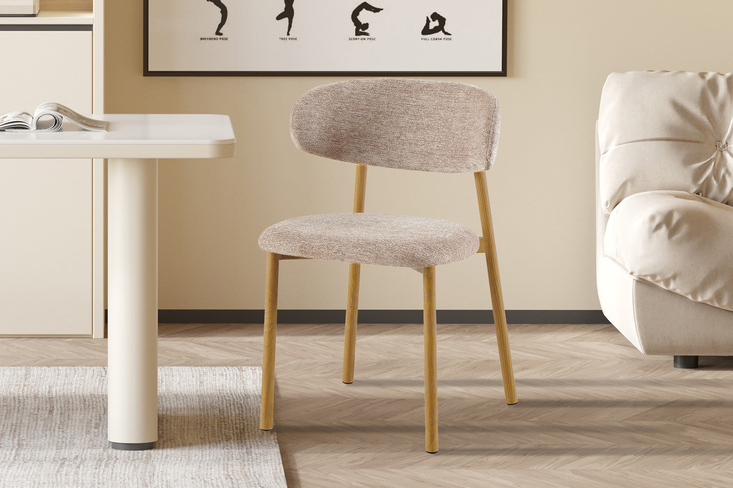 NEW - Stoel 'Coco' Naturel - Stof Fabb Raven 30 Zand - afbeelding 2