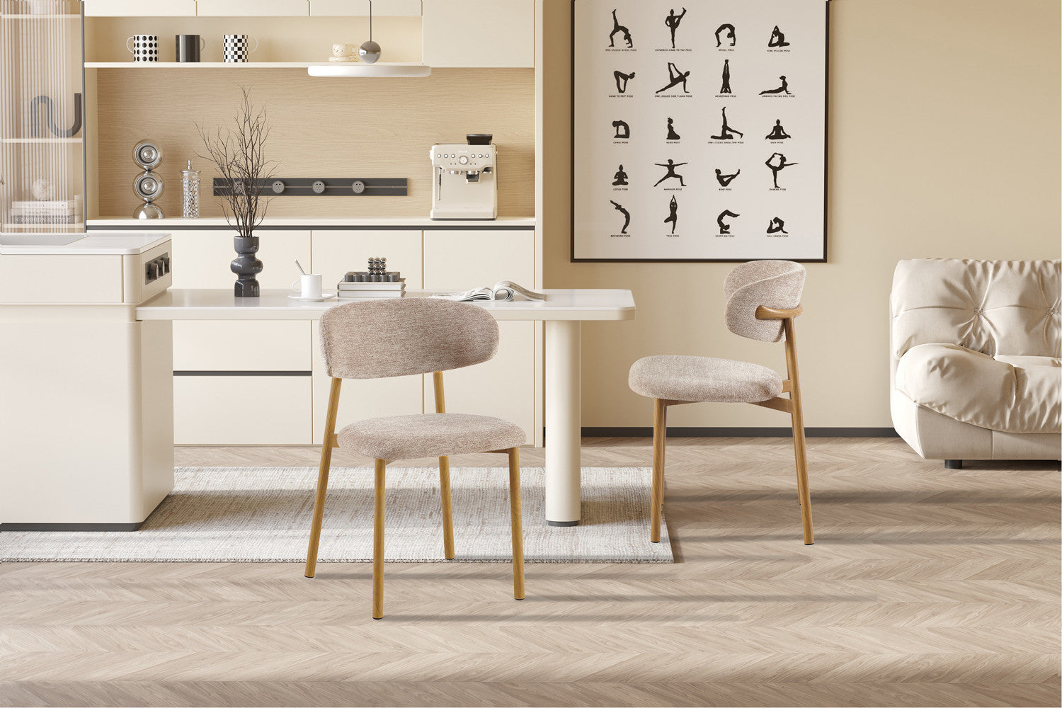 NEW - Stoel 'Coco' Naturel - Stof Fabb Raven 30 Zand - afbeelding 3