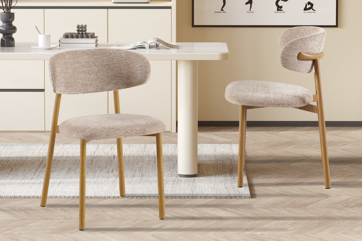 NEW - Stoel 'Coco' Naturel - Stof Fabb Raven 30 Zand – Rousseau 9303-2