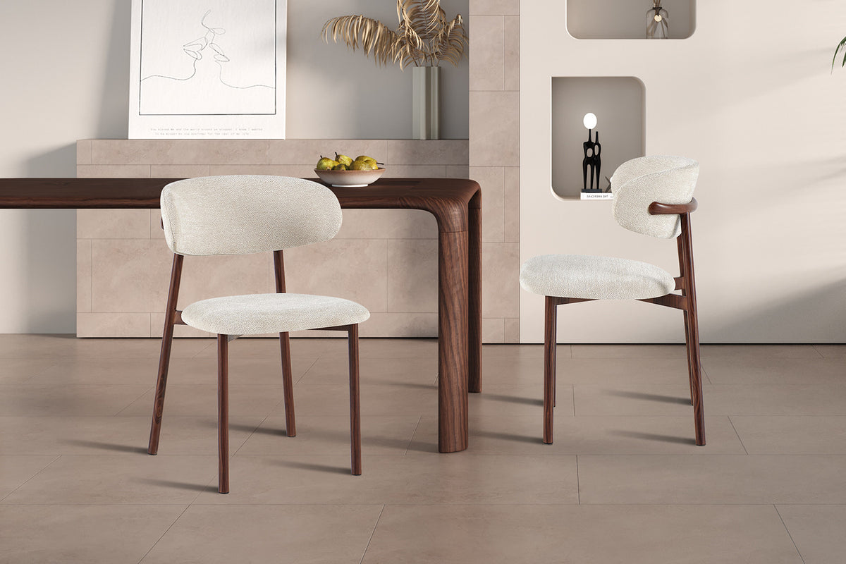 Stoel Coco Walnoot - Stof Beige – aanzicht 3