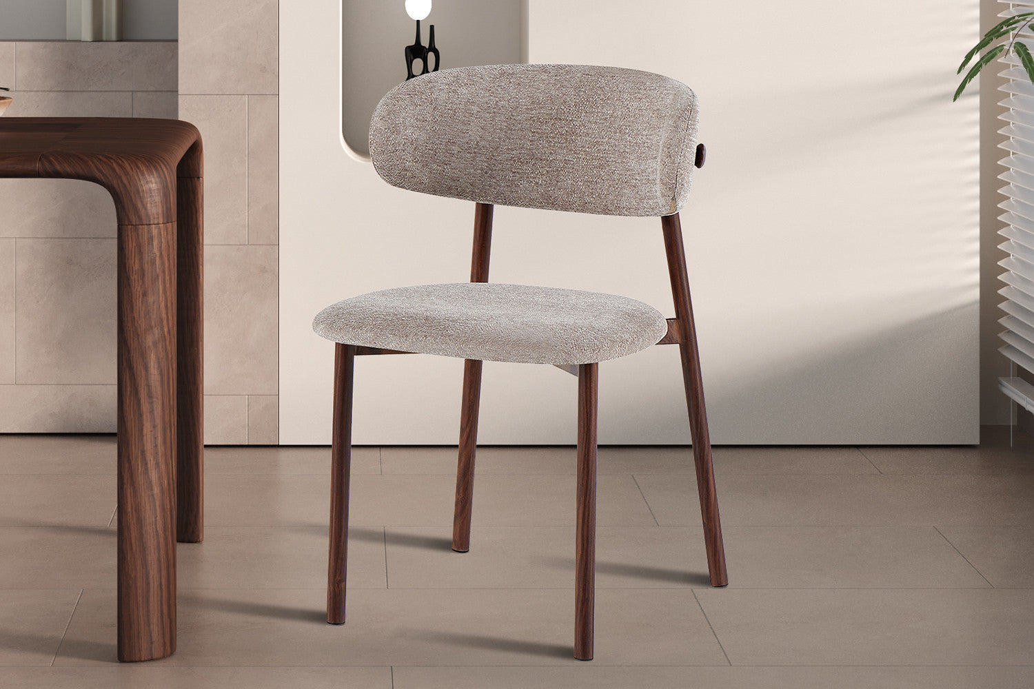 NEW - Stoel 'Coco' Walnoot - Stof Fabb Raven 30 Zand - afbeelding 2
