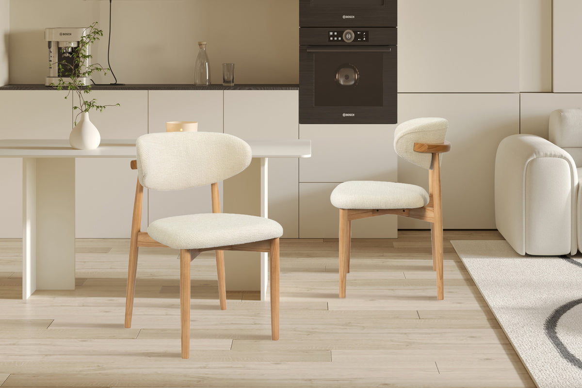 NEW - Stoel 'Clara' Essenhout Naturel Ote Milan 103 Beige Gemonteerd - afbeelding 2