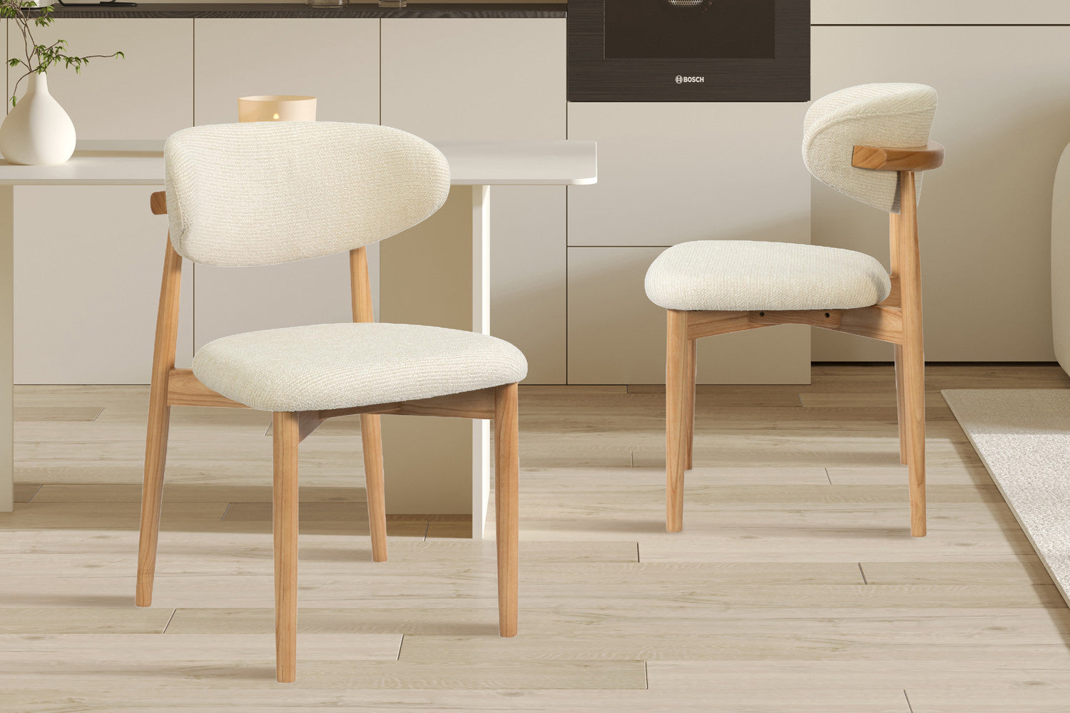 NEW - Stoel 'Clara' Essenhout Naturel Ote Milan 103 Beige Gemonteerd – Rousseau 9310-1
