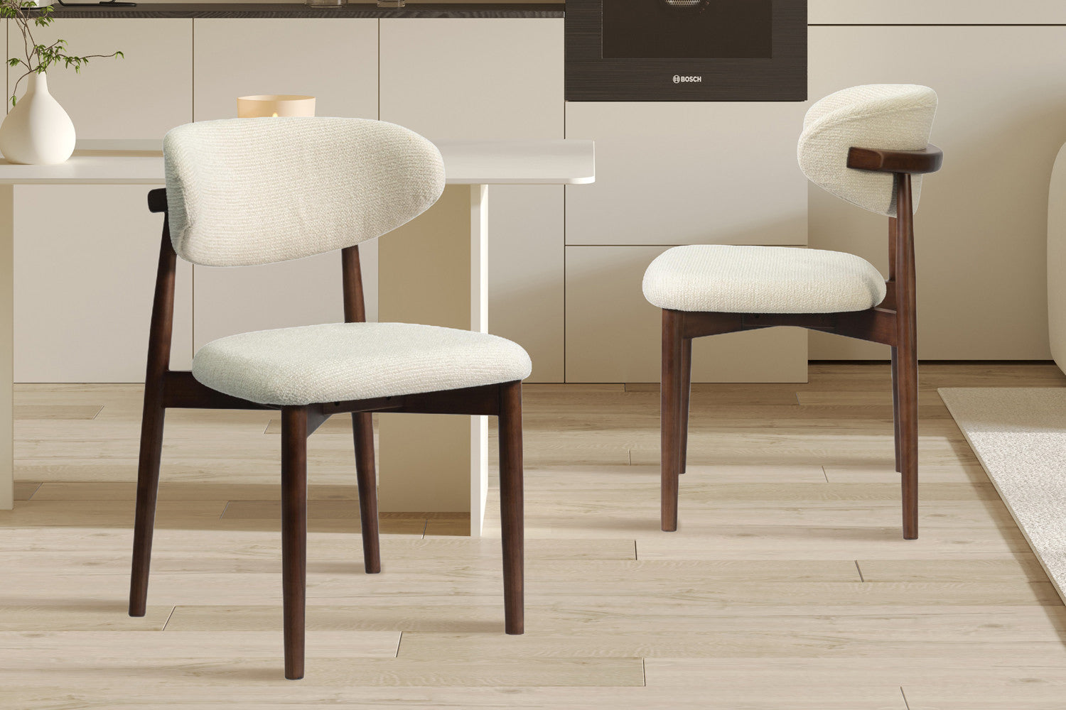 NEW - Stoel 'Clara' Essenhout Walnoot Ote Milan 103 Beige Gemonteerd – Rousseau 9310-2
