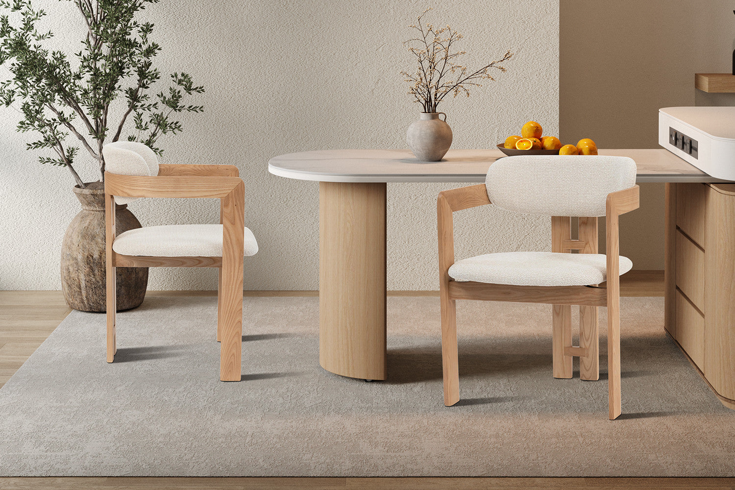 NEW - Stoel 'Camille' Essenhout Naturel Ote Milan 103 Beige Gemonteerd – Rousseau 9315-1