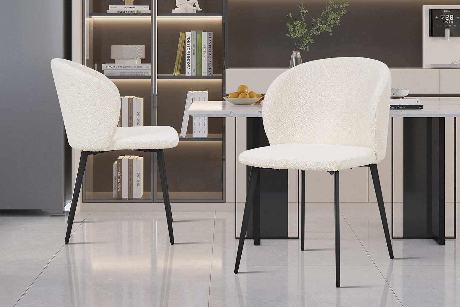 SALE - Stoel 'Toledo' Bouclé Wit – Rousseau 9450-9