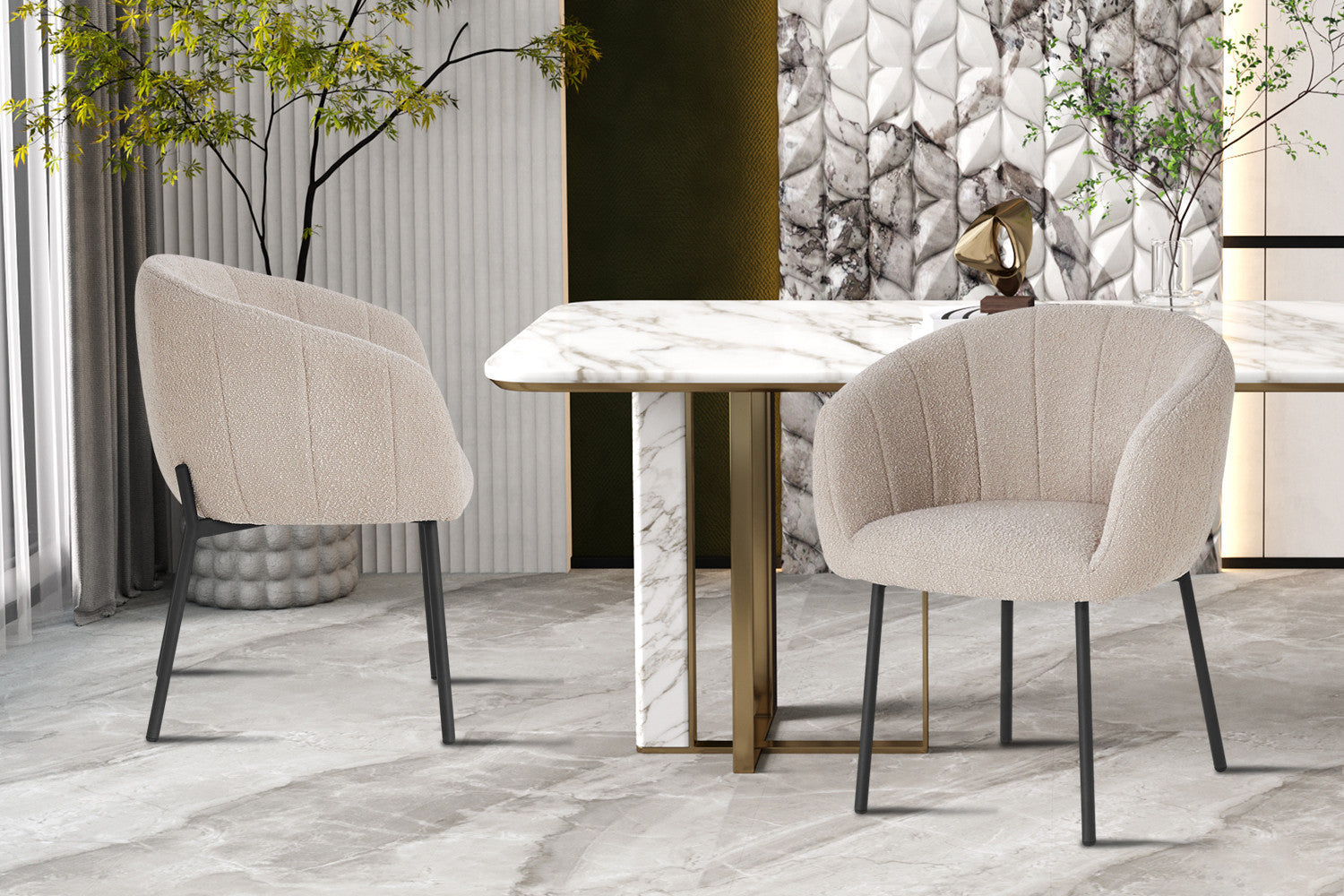 Stoel 'Sevilla' Bouclé Zand – Rousseau 9455-10