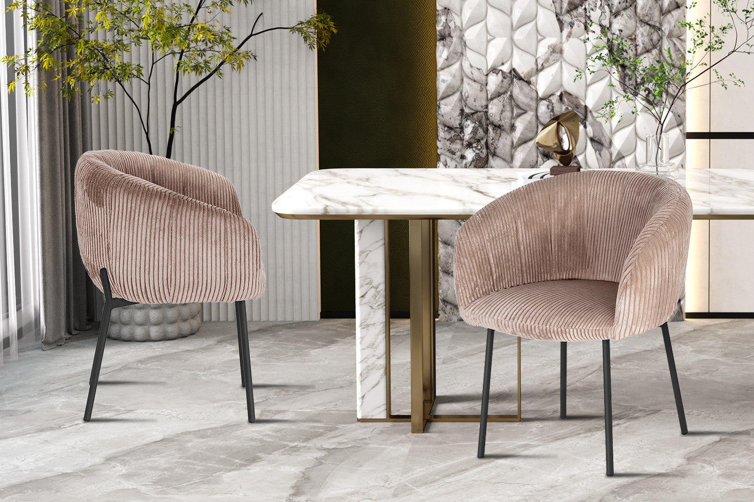 SALE - Stoel 'Sevilla' Corduroy Fabb Hyper 38 Zand – Rousseau 9455-12