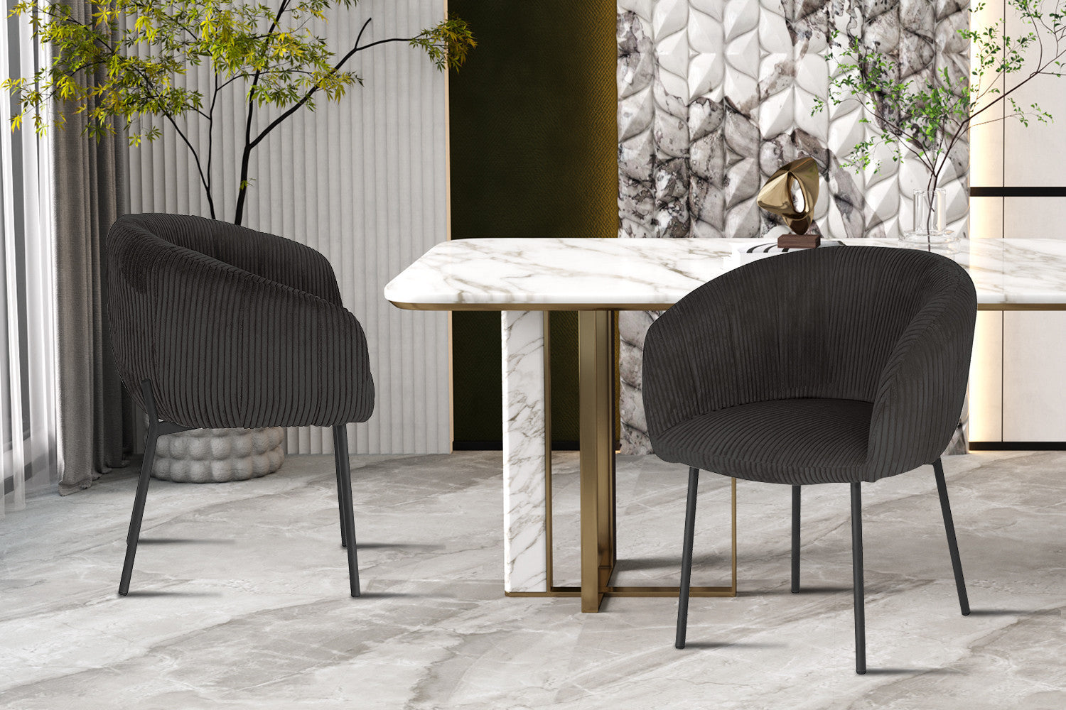 SALE - Stoel 'Sevilla' Corduroy Fabb Hyper 16 Grijs – Rousseau 9455-13