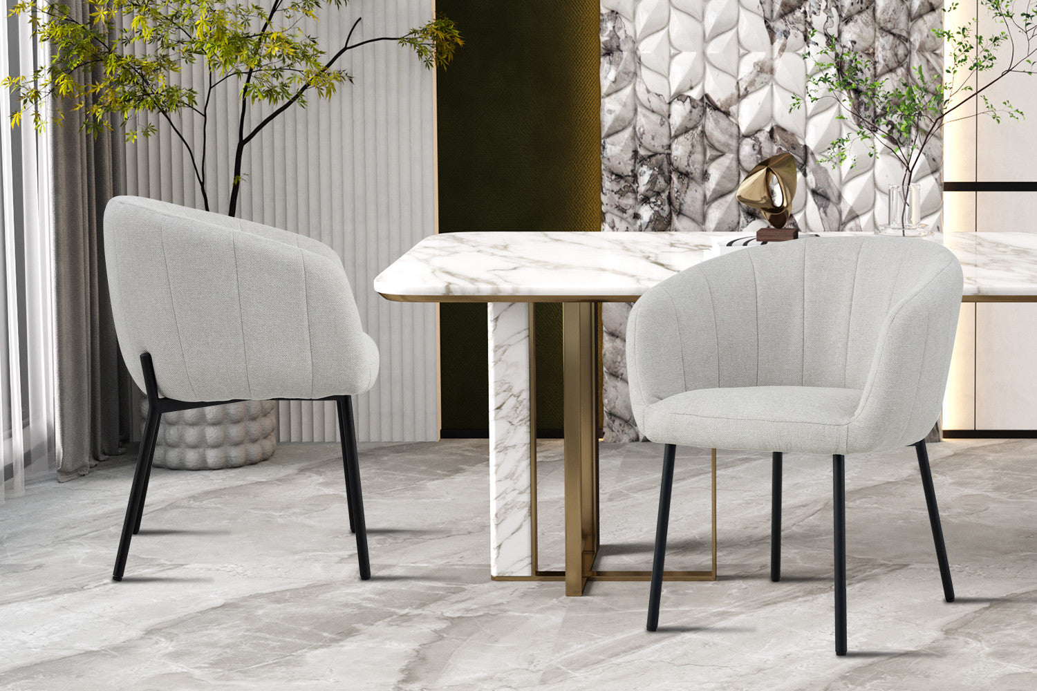 Stoel 'Sevilla' Stof Beige – Rousseau 9455-1
