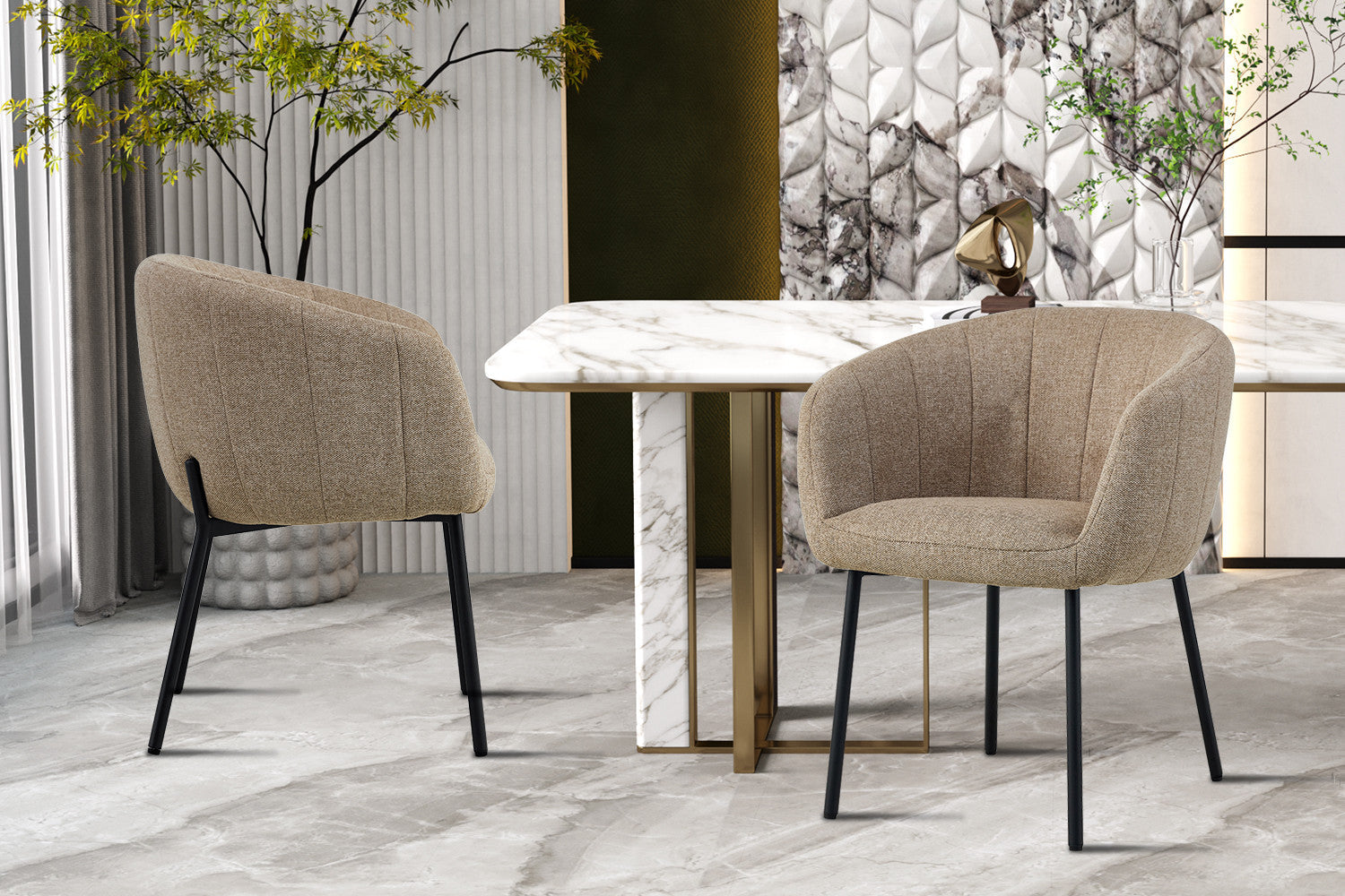 Stoel 'Sevilla' Stof Zand – Rousseau 9455-2