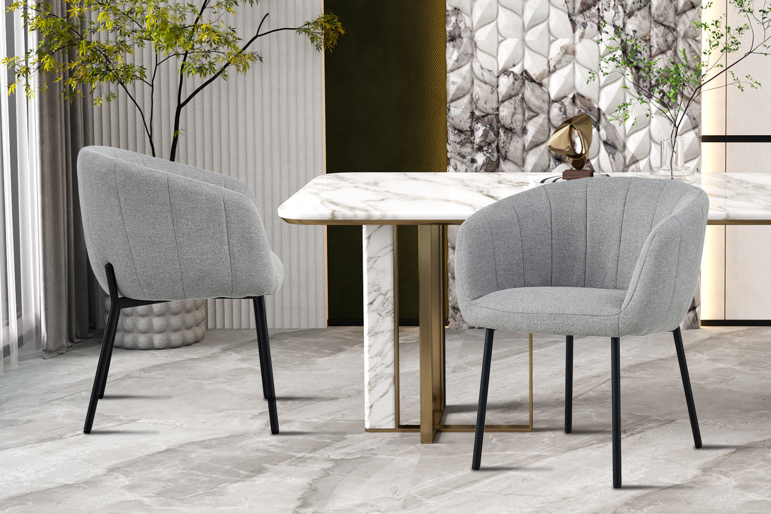 Stoel 'Sevilla' Stof Lichtgrijs – Rousseau 9455-3