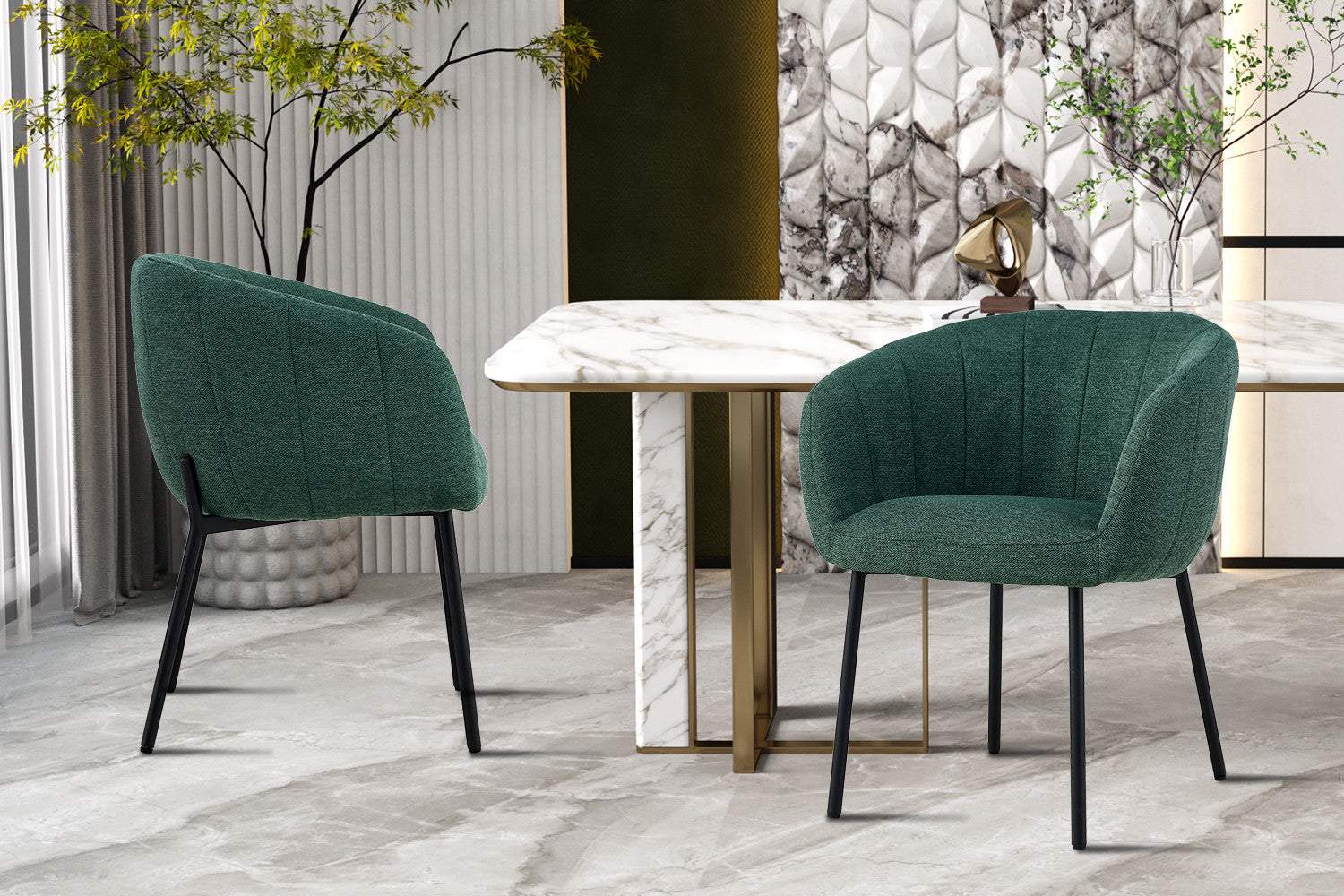 Stoel 'Sevilla' Stof Groen – Rousseau 9455-5