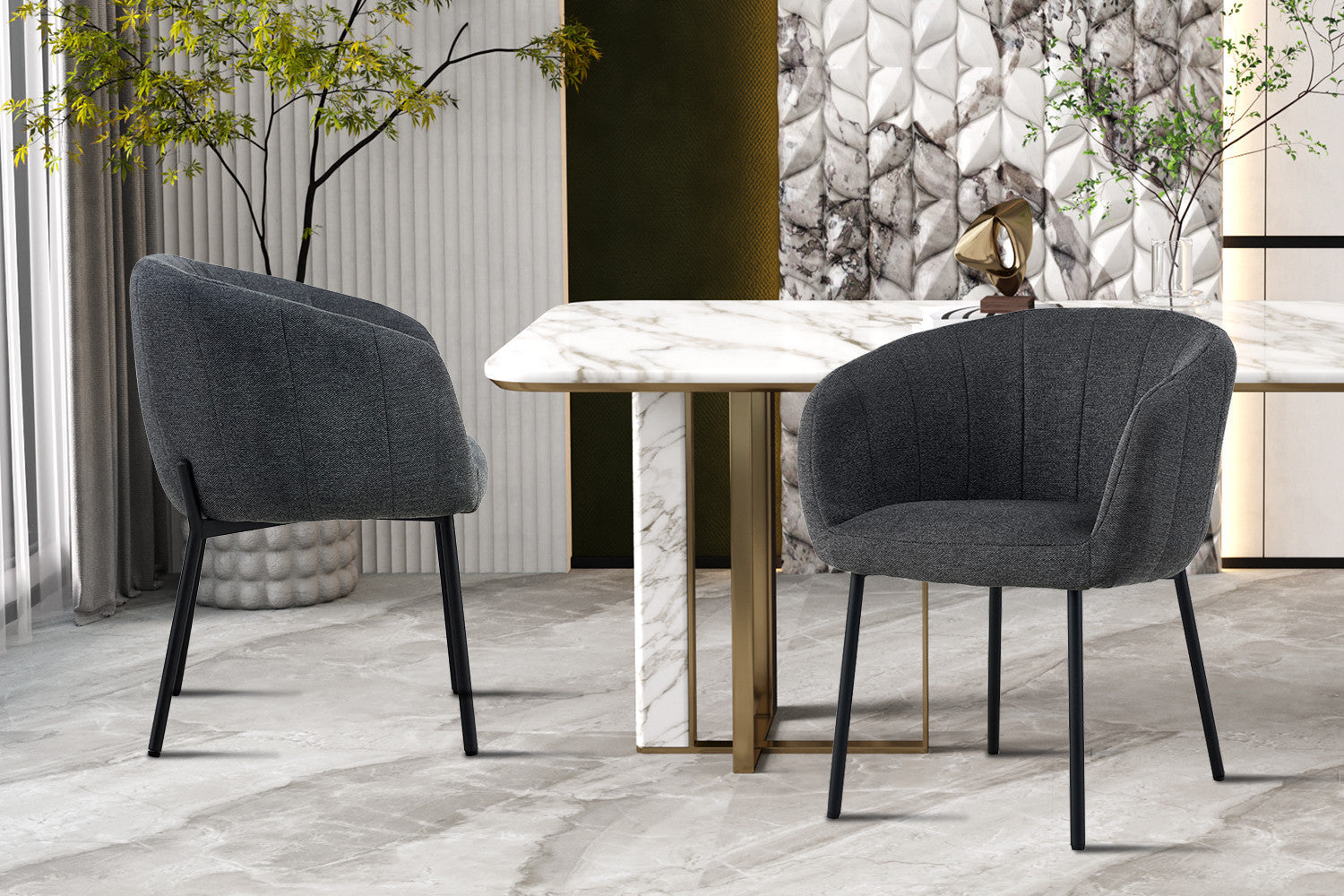 SALE - Stoel 'Sevilla' Stof Donkergrijs – Rousseau 9455-8
