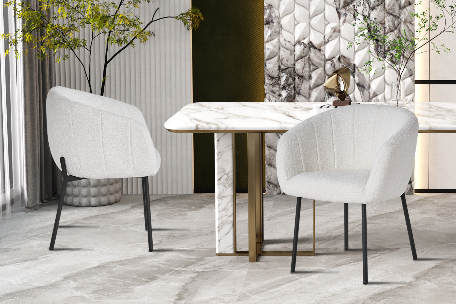 Stoel 'Sevilla' Bouclé Wit – Rousseau 9455-9