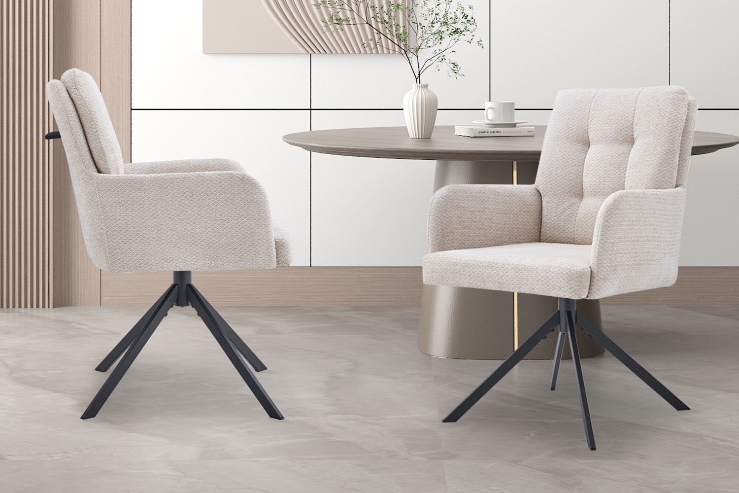 Stoel 'Granada' Draaibaar tot 0 Stof Davis Bliss 75-03 Beige – Rousseau 9480-2