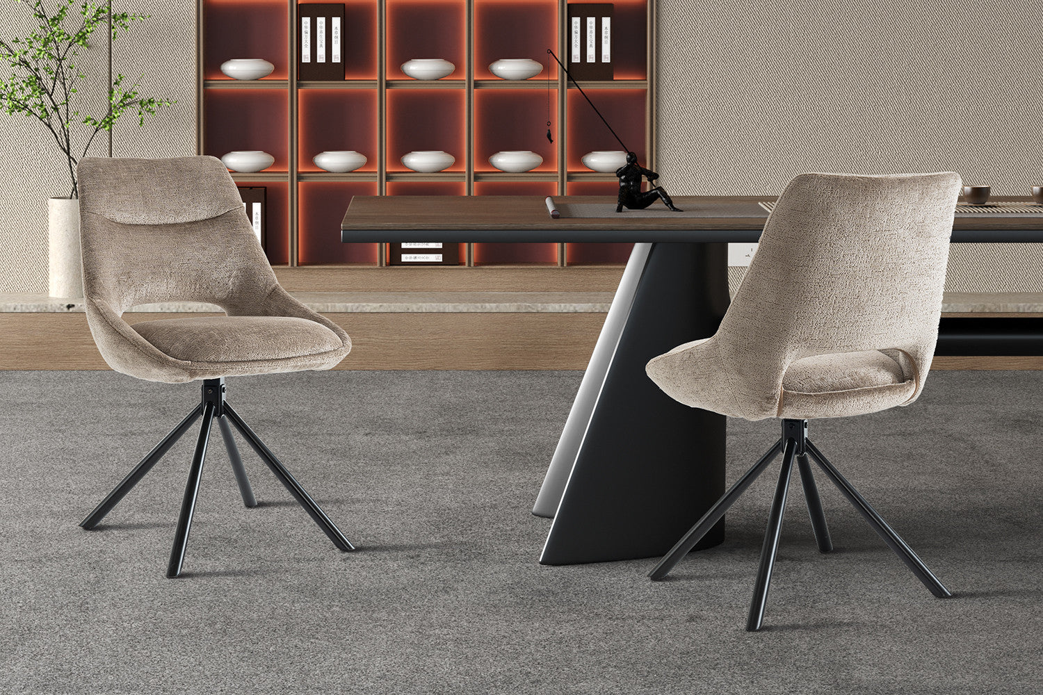Stoel 'Dante' Stof Taupe – Rousseau 9490-2