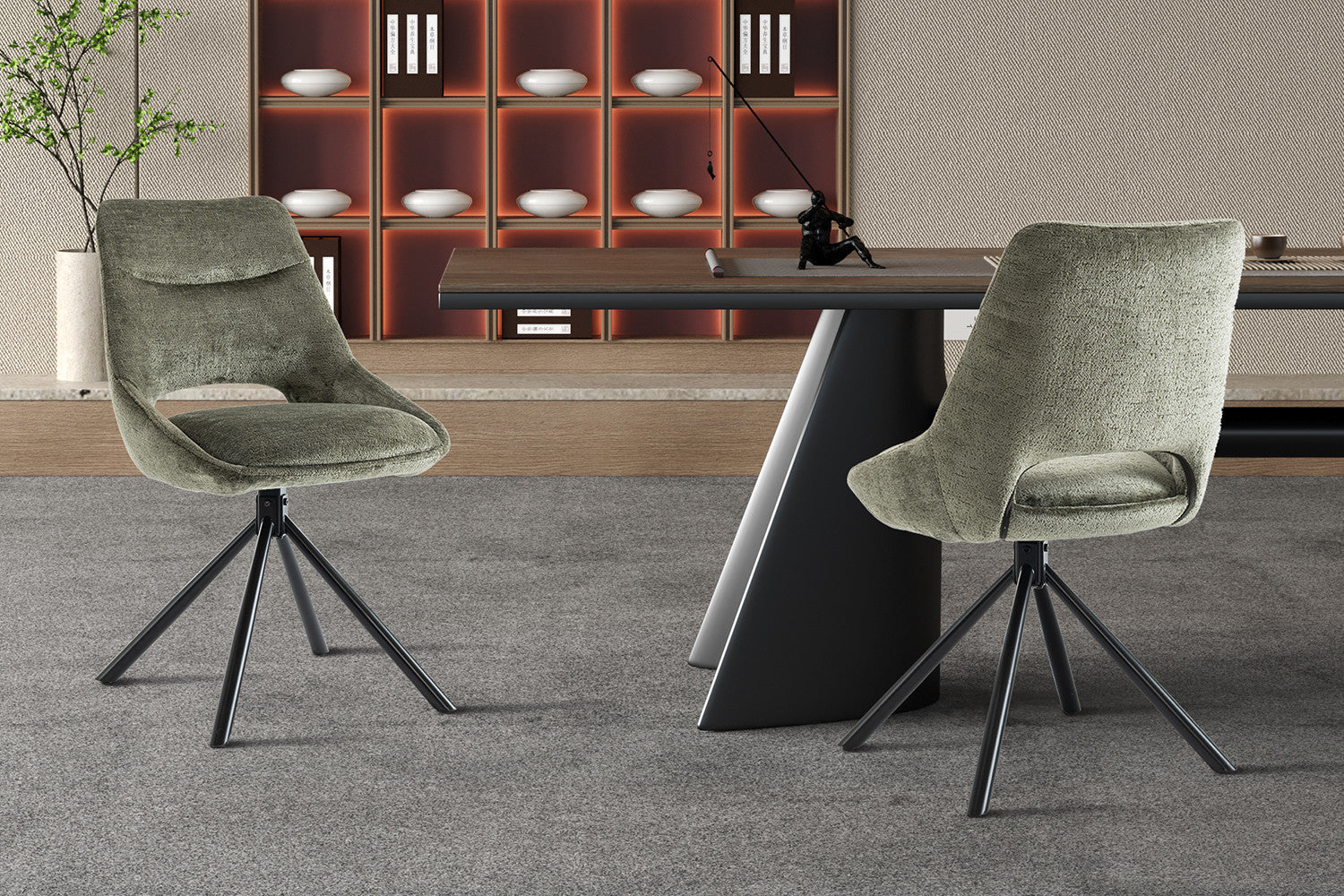 Stoel 'Dante' Stof Groen – Rousseau 9490-4