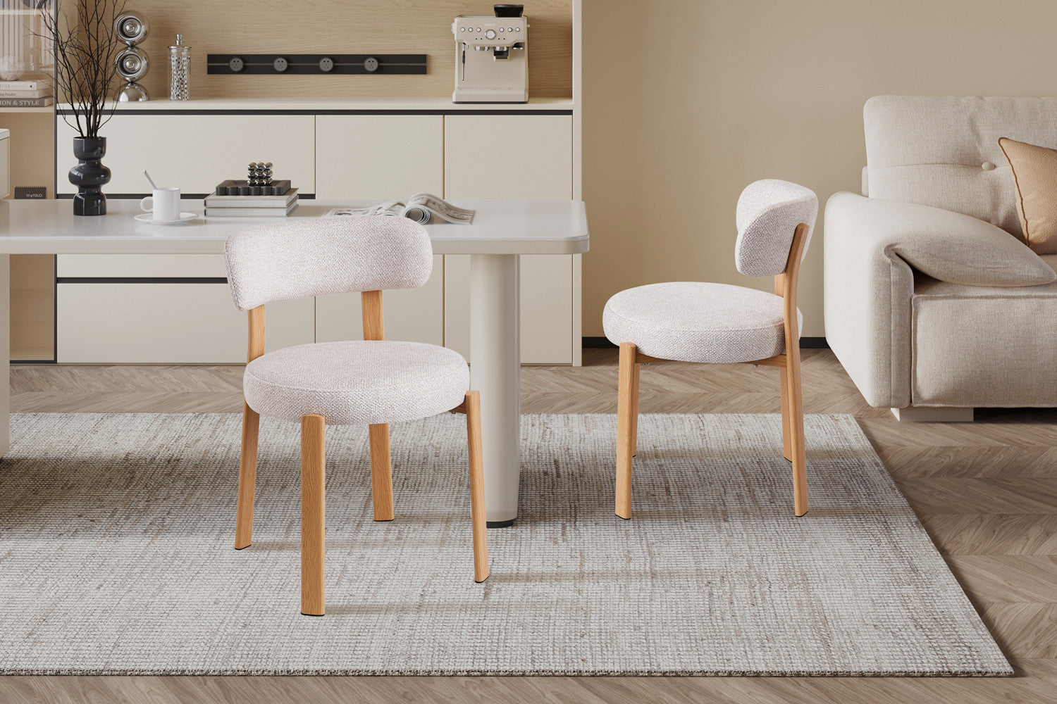 NEW - Stoel 'Julia' Naturel - Stof Fabb Leo 23 – Rousseau 9505-1