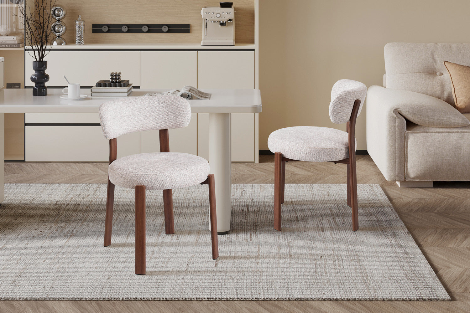 NEW - Stoel 'Julia' Walnoot - Stof Fabb Leo 23 – Rousseau 9505-2