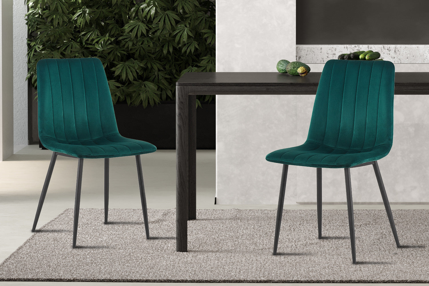 Stoel 'Willis' Fluweel Groen – Rousseau 9660-1