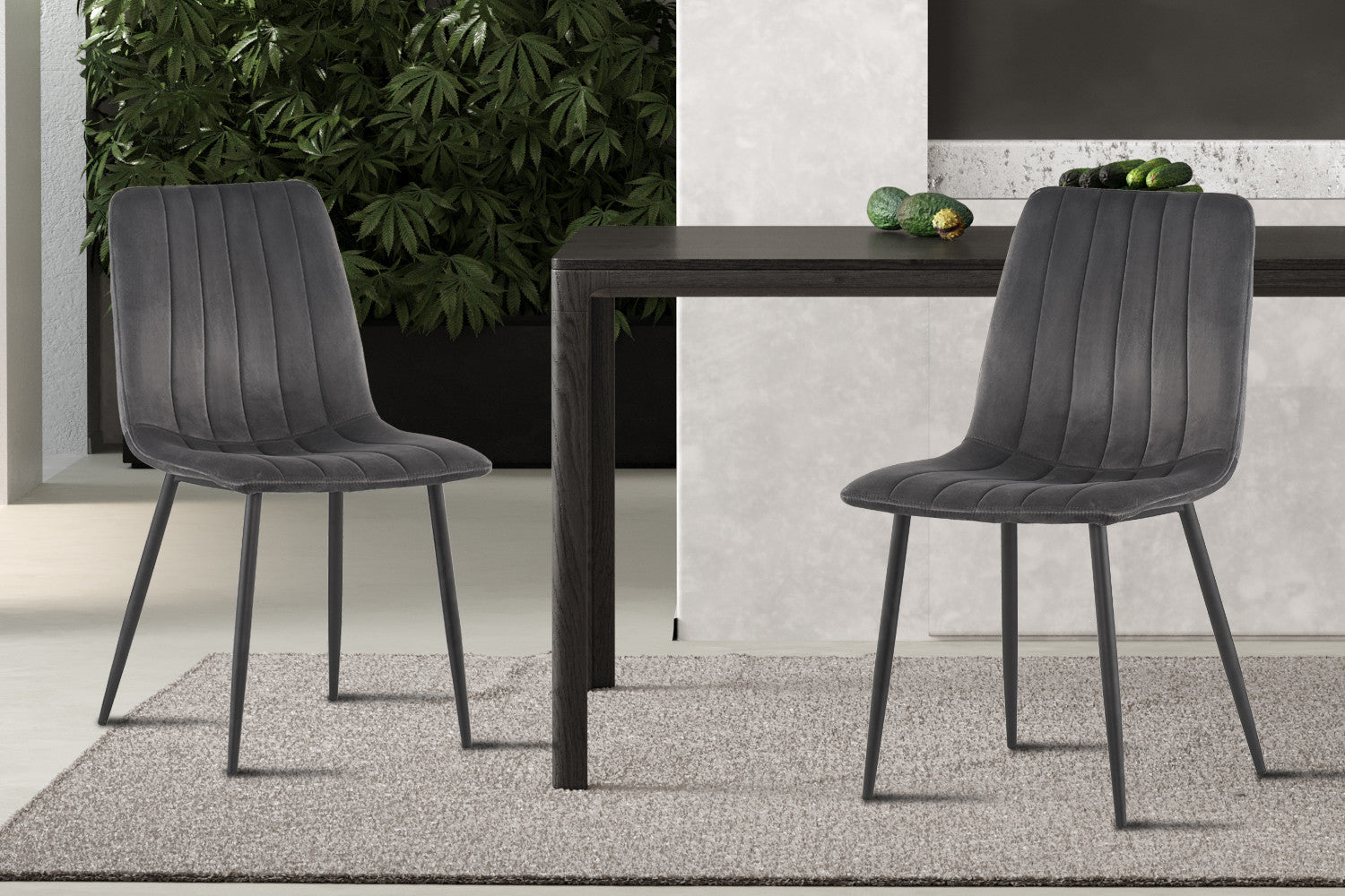 Stoel 'Willis' Fluweel Grijs – Rousseau 9660-3