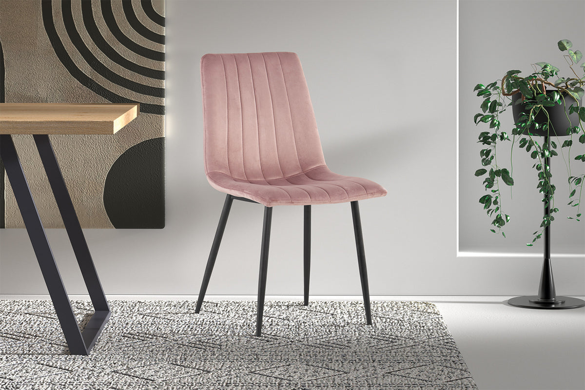 Stoel Willis Fluweel Roze – aanzicht 5