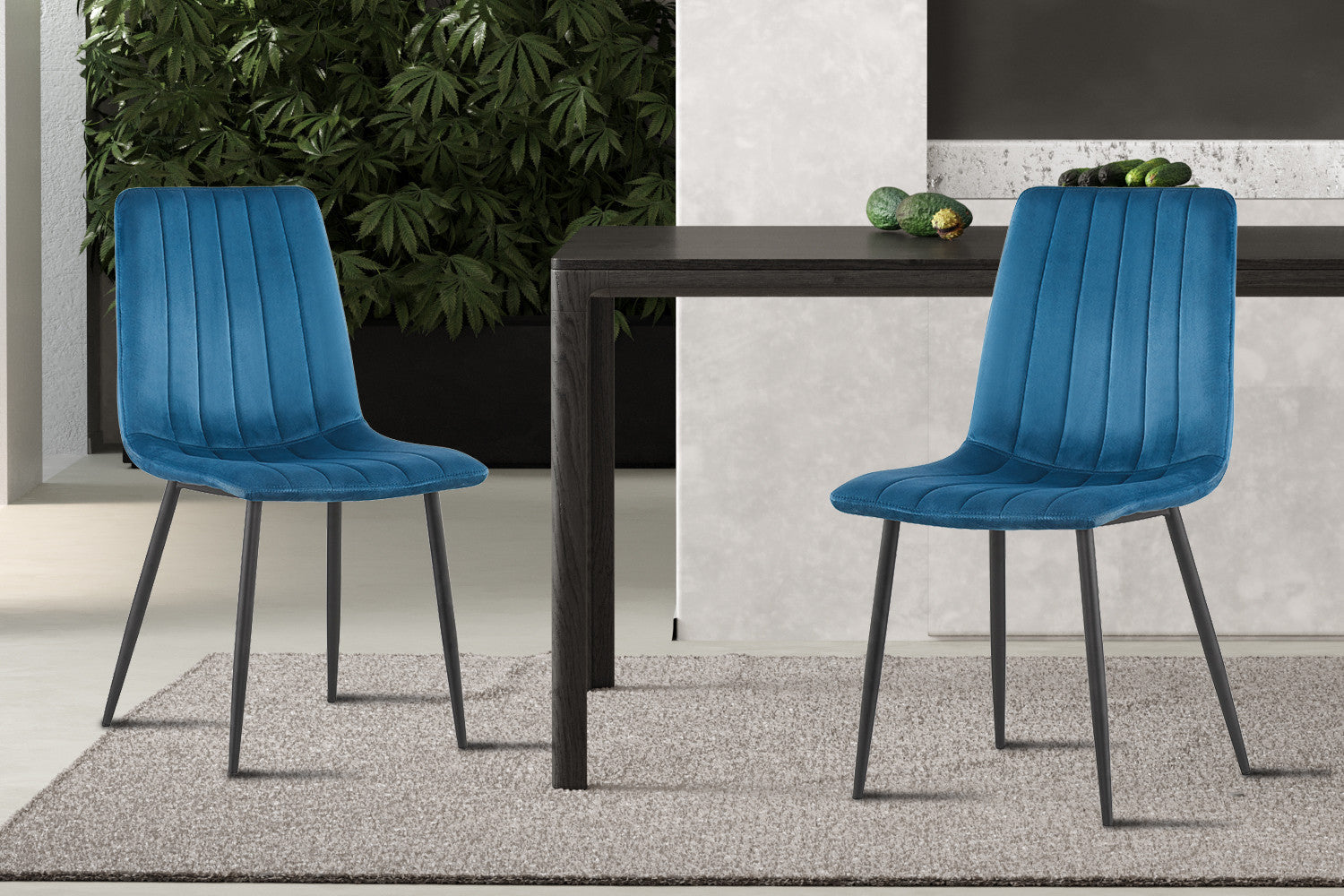 Stoel 'Willis' Fluweel Blauw – Rousseau 9660-6
