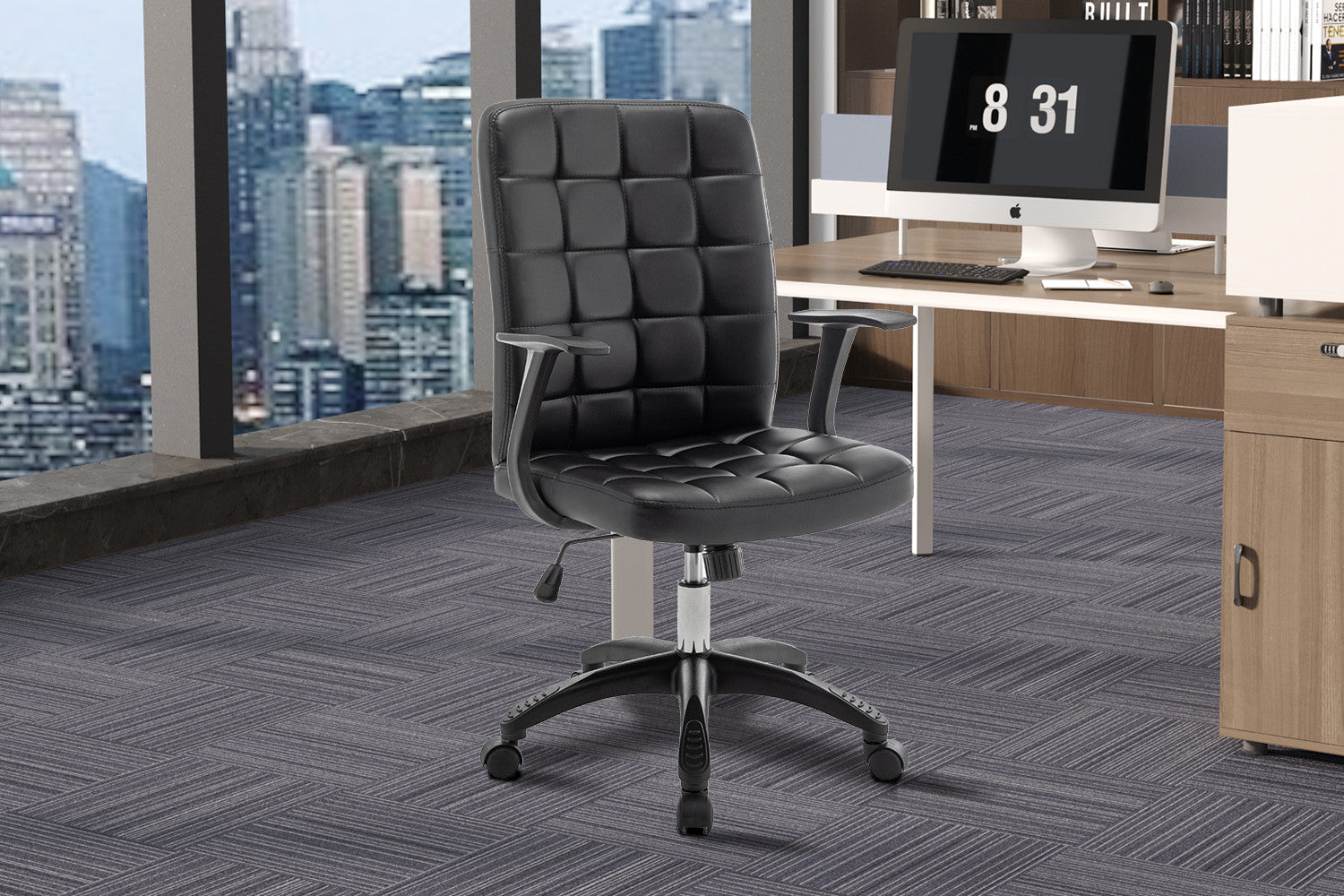 Bureaustoel 'Luka' Zwart PU – Rousseau 9709-2