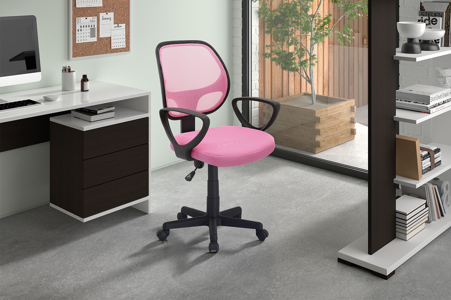 Bureaustoel 'Hippa' Mesh Roze – Rousseau 9741-5