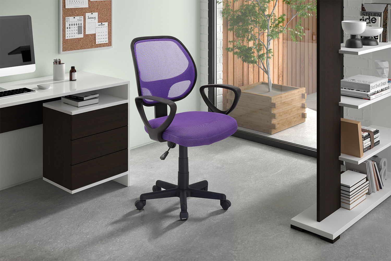 Bureaustoel 'Hippa' Mesh Paars – Rousseau 9741-6