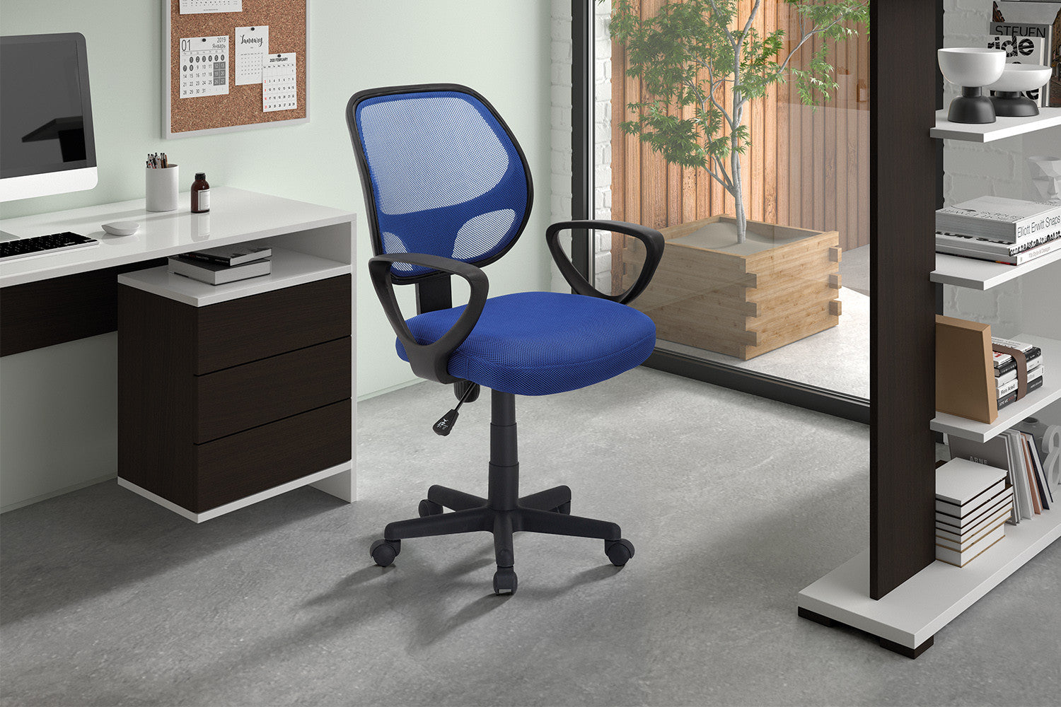 Bureaustoel 'Hippa' Mesh Blauw – Rousseau 9741-8