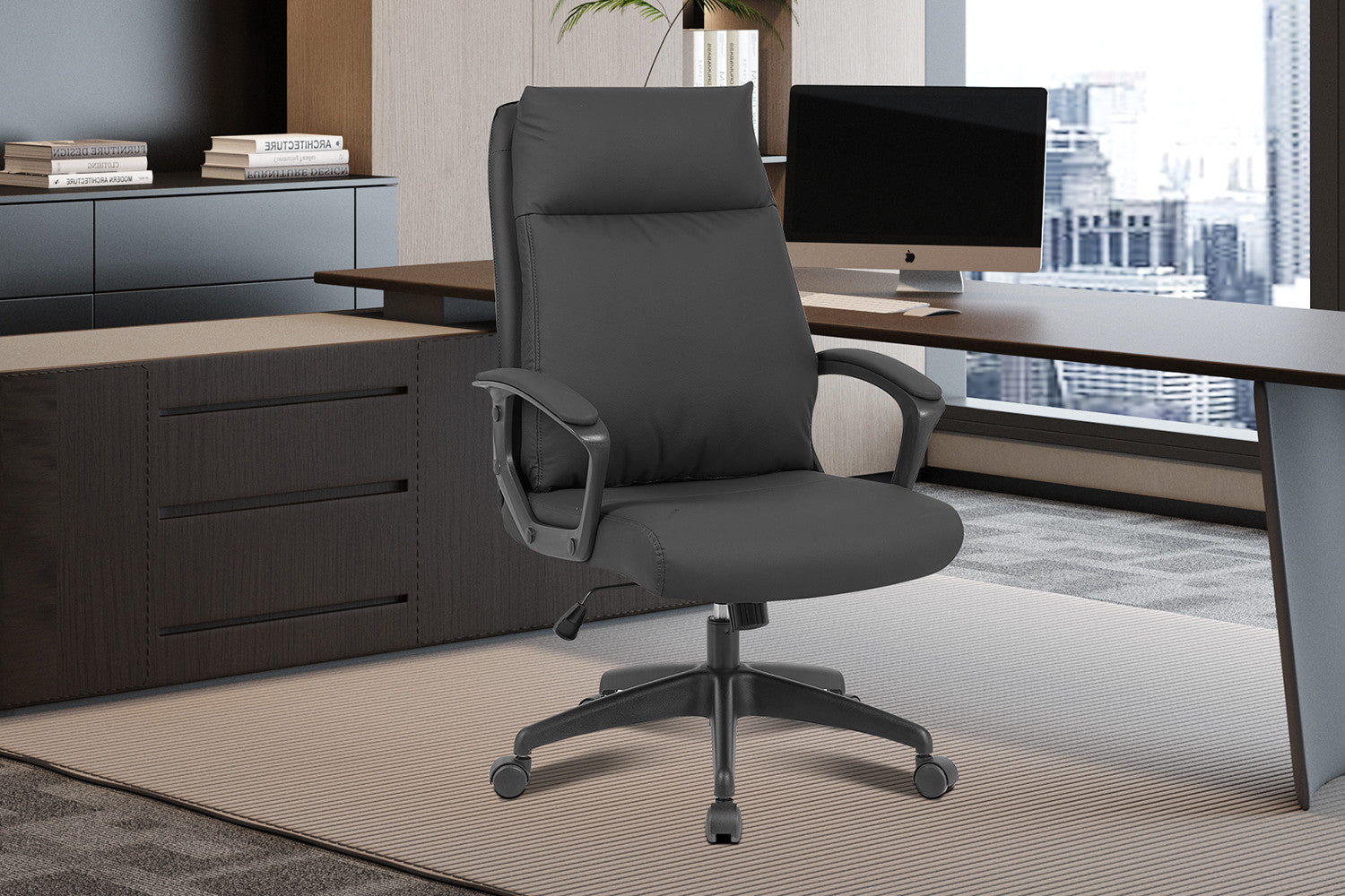 NEW - Bureaustoel 'Samuel' PU nylon Zwart – Rousseau 9760-1