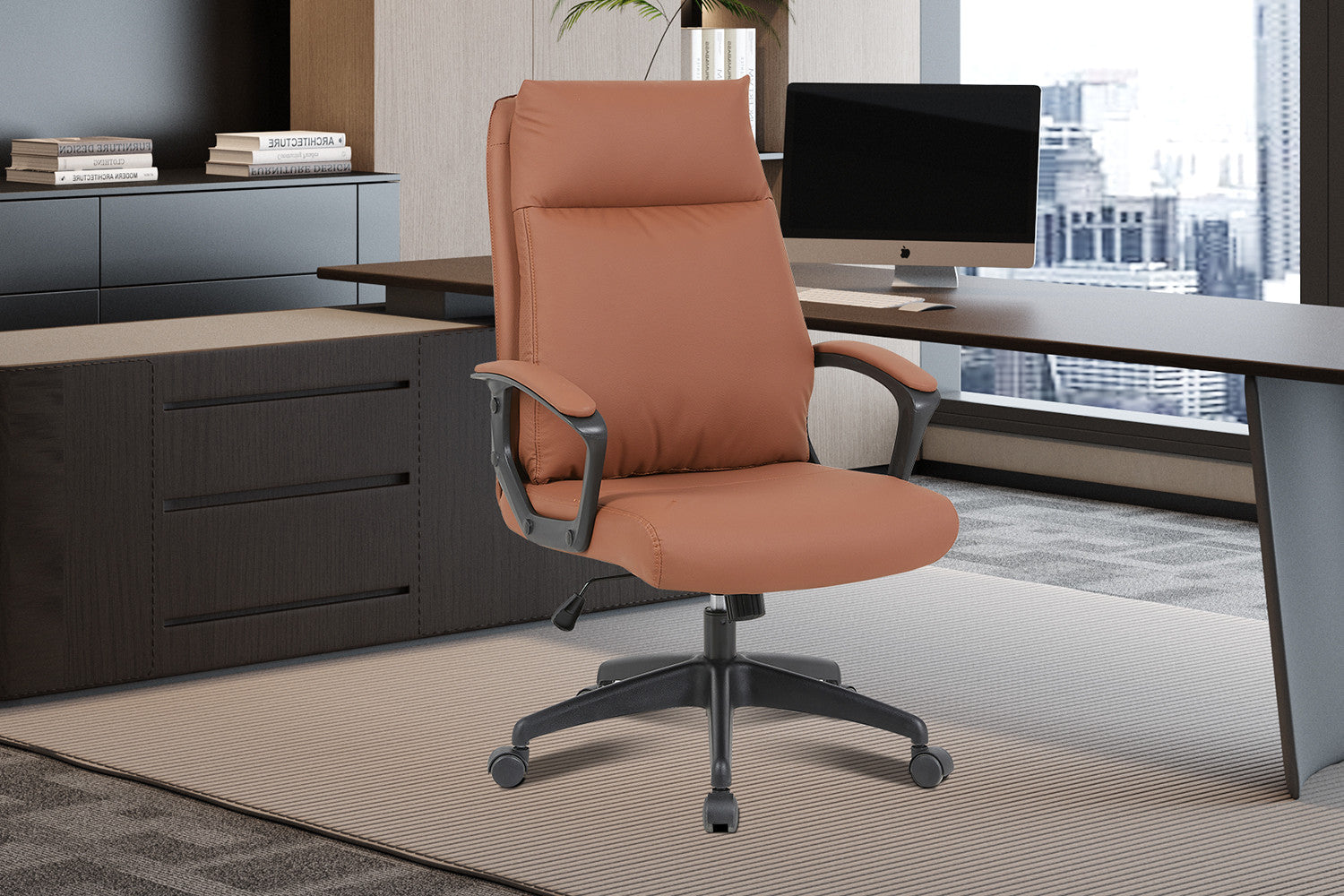 NEW - Bureaustoel 'Samuel' PU nylon Cognac – Rousseau 9760-3