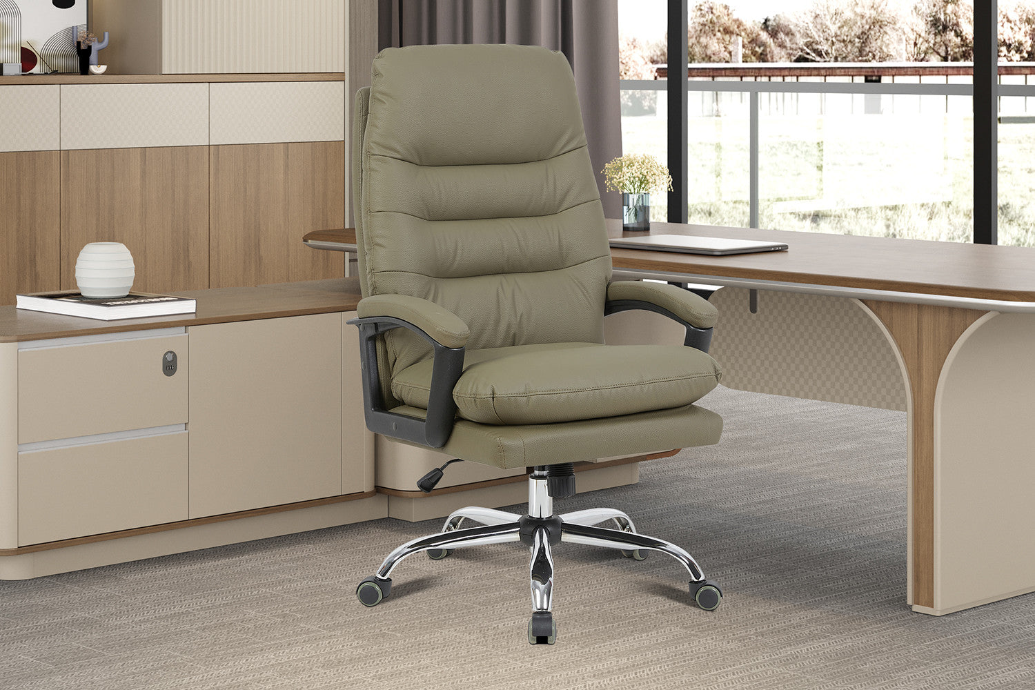 NEW - Bureaustoel 'Daniel' groen PU – Rousseau 9765-3