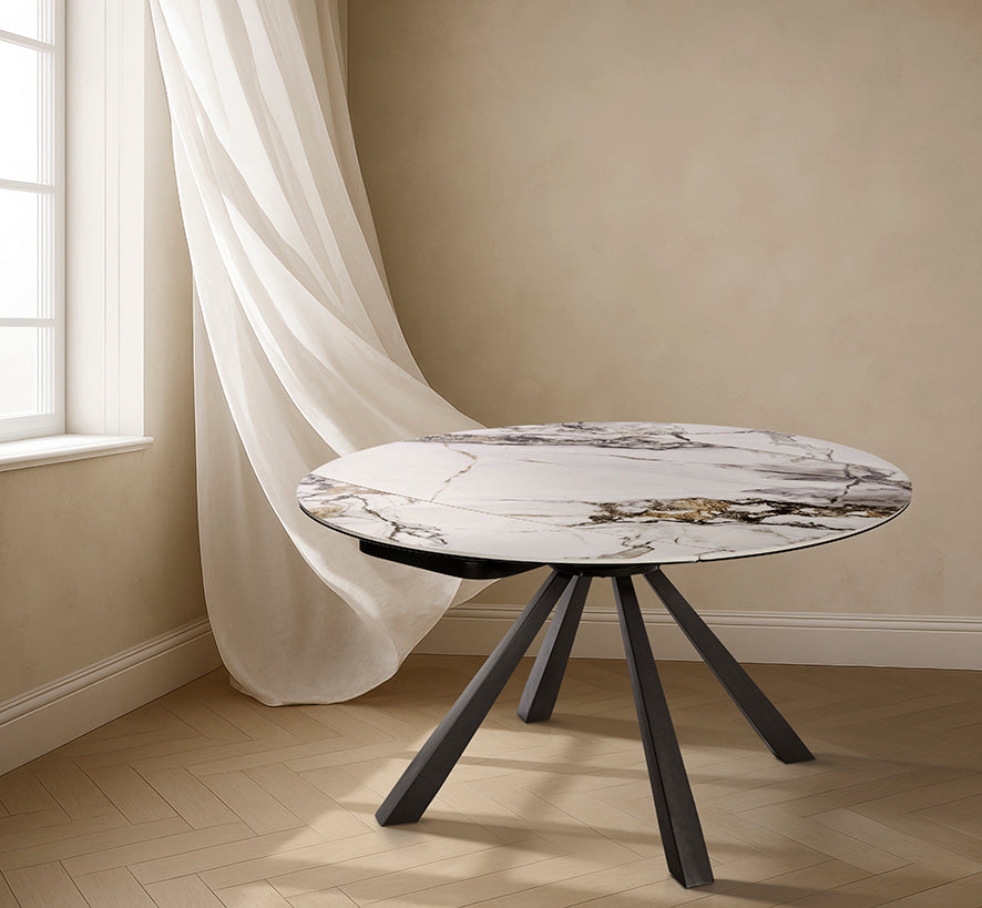 Uitschuifbare ronde keramische tafel TF2508 - aanzicht 2
