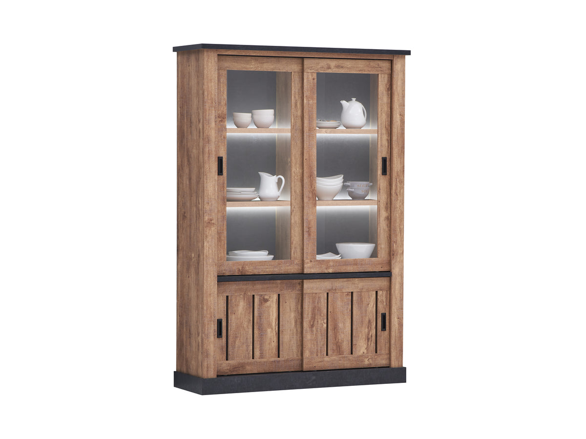Tine vitrinekast – 135 cm – met LED – vooraanzicht