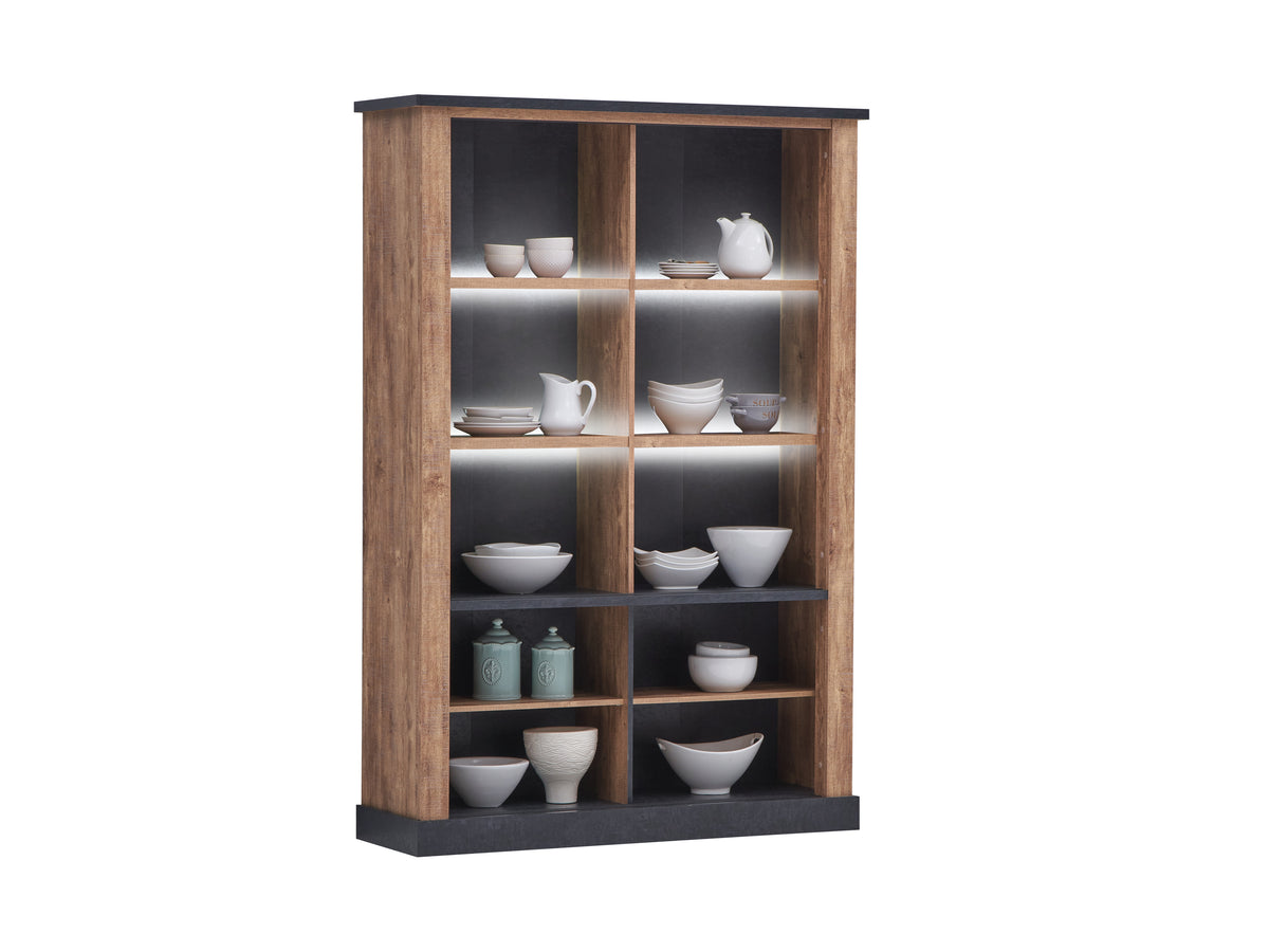 Tine vitrinekast – 135 cm – met LED – open met zicht op de binnenindeling