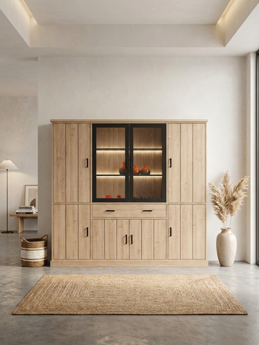Unal Living 237 cm in Heritage oak met geïntegreerde ledverlichting