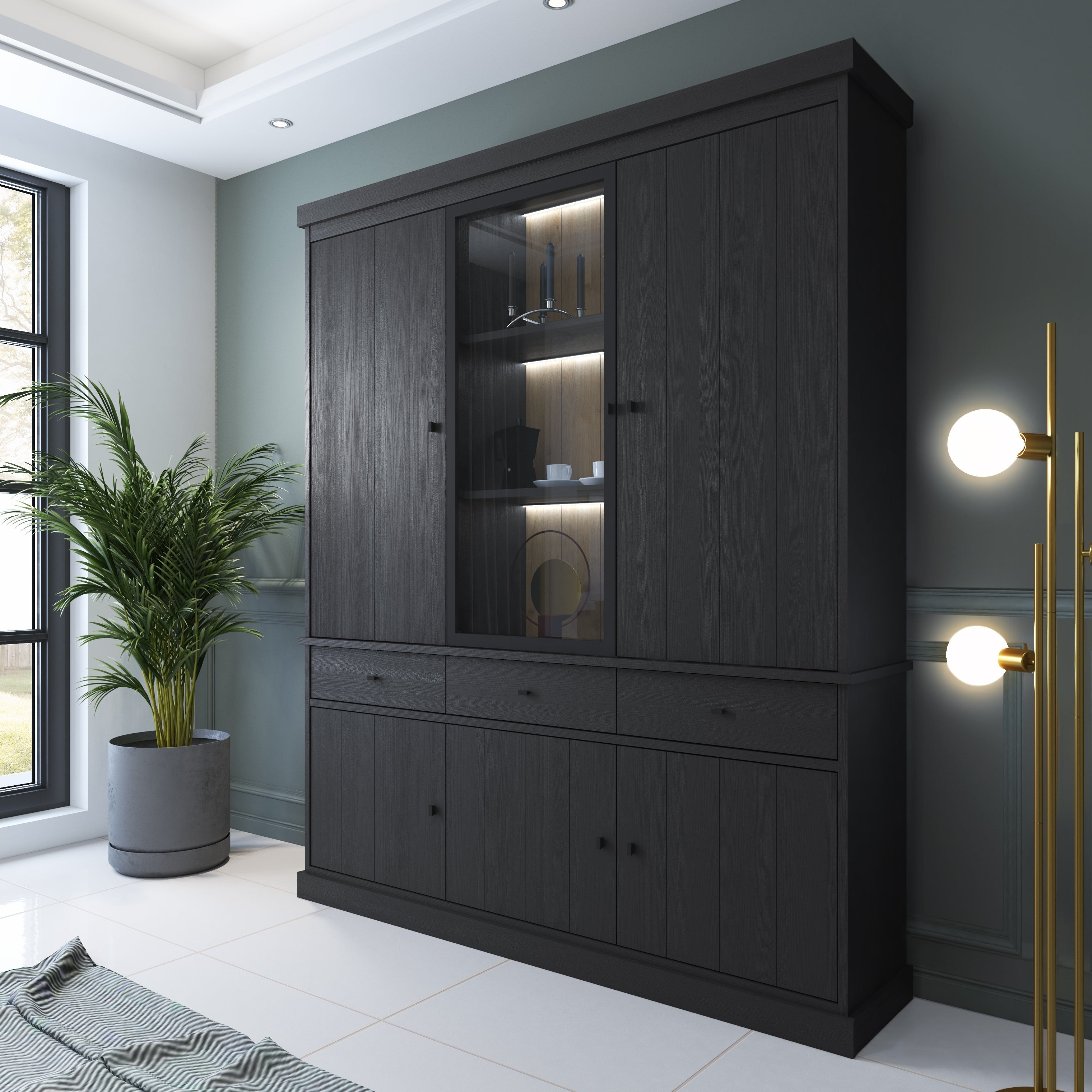 Vitrine Jan 3D vol - Donkere eik