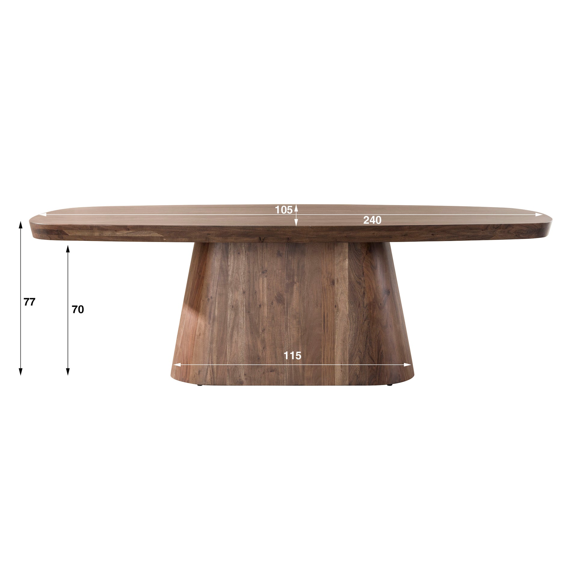 Eettafel Arcadia deens ovaal 240cm / Massief acacia bruin – afbeelding 6